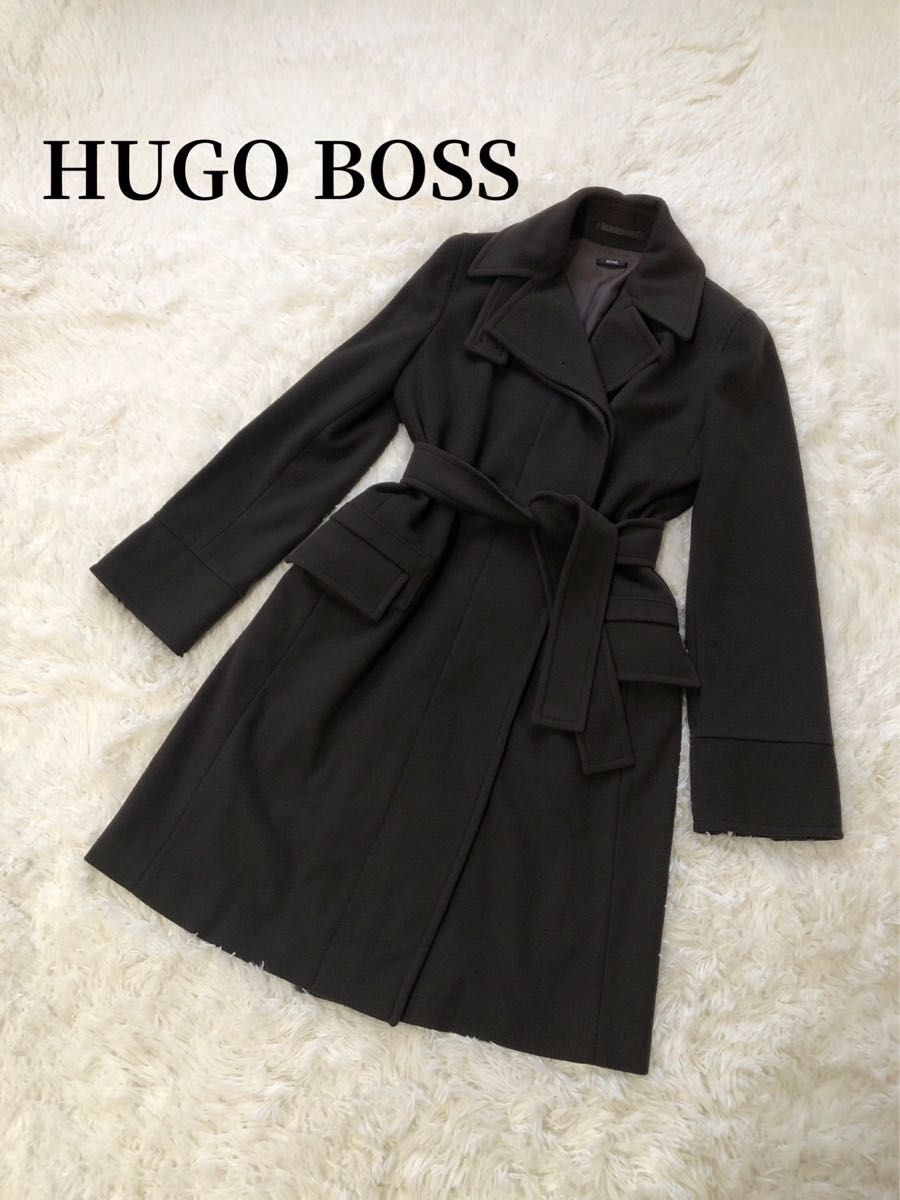 超熱 HUGO BOSS ヒューゴボス ウールカシミヤ混 裏地チェック柄