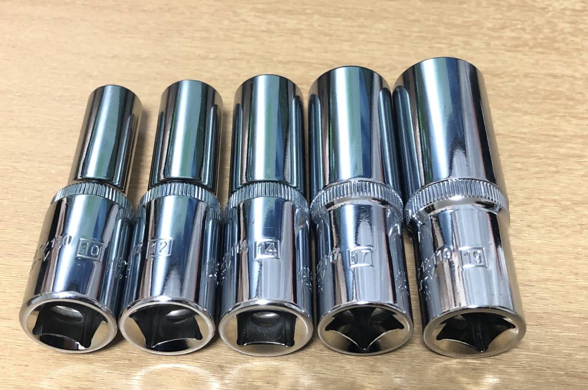 （H）ディープソケット12角☆サイズ10mm.12mm.14mm.17mm.19mm☆5点セット☆ 差込口 1/2_画像2