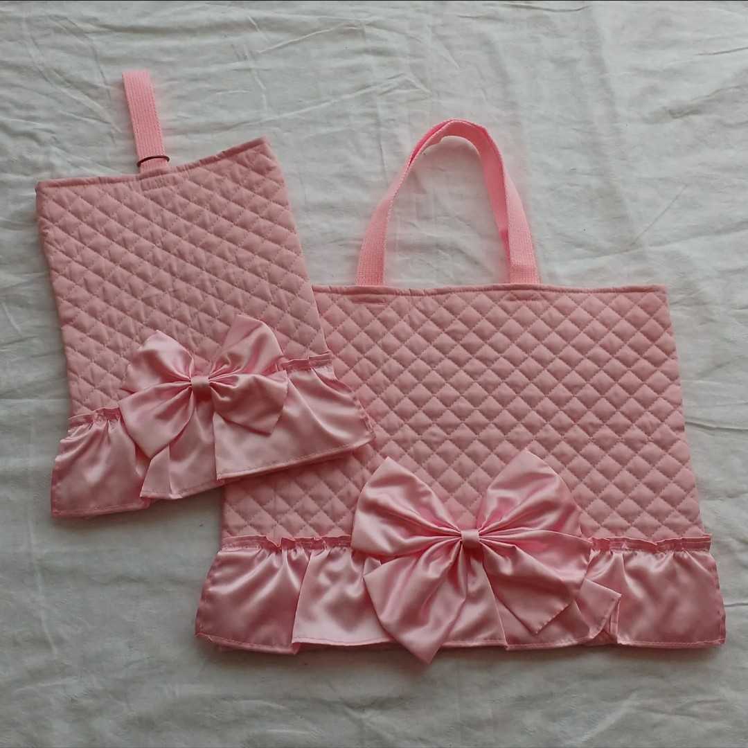 ヤフオク! - 【姫系】入園入学 通園バッグ5点セット ピンク×...
