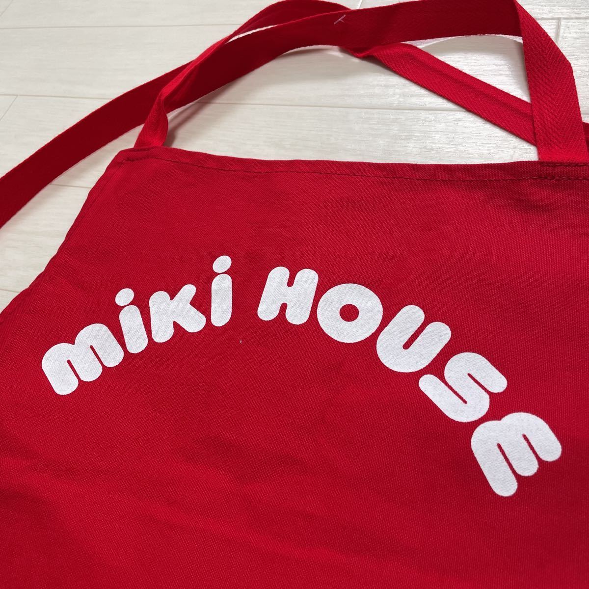  Miki House MIKI HOUSE для взрослых фартук Logo редкий редкий товар CHAMPS MH 1950.51 сделано в Японии красный цвет не использовался 