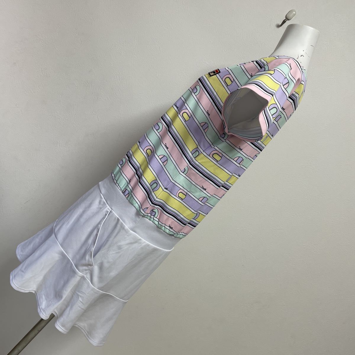 new goods FILA filler lady's tennis wear One-piece UV cut . water speed .f trumpet - style white size XL unused tag attaching 