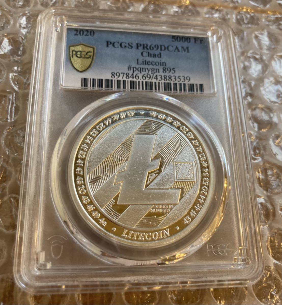※世界最高鑑定1枚のみ PCGS鑑定PR69 Litecoin ライトコイン プルーフ版 チャド共和国 CFAフラン 1oz銀貨 シルバー 暗号通貨 ビットコイン