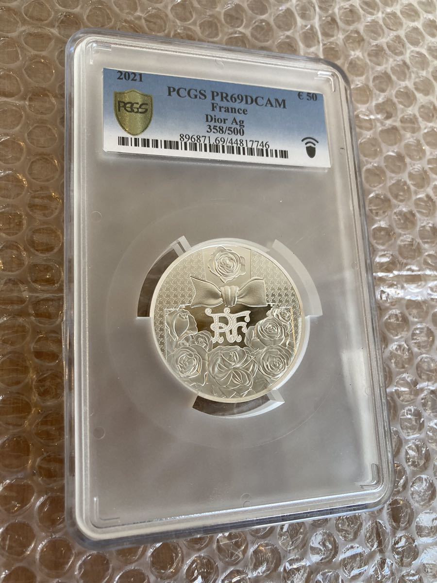 PCGS69鑑定】Dior公式 ディオール 5オンス銀貨 50ユーロ シルバー