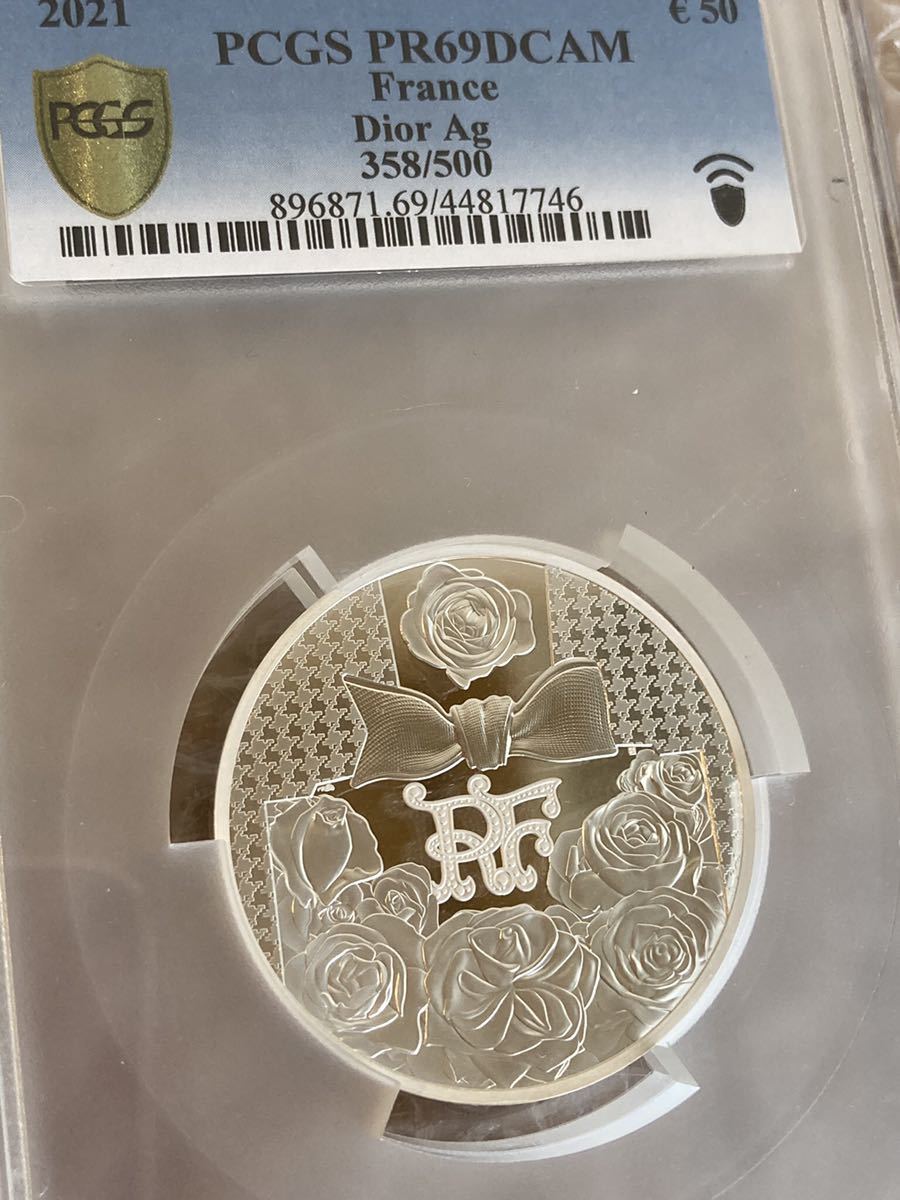 PCGS69鑑定】Dior公式 ディオール 5オンス銀貨 50ユーロ シルバー