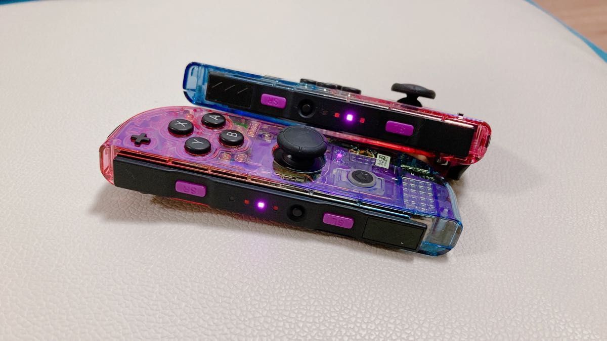 美品 Switch Joy-Con（L)（R）カスタマイズ グラデーション ピンク 紫 青 クリア
