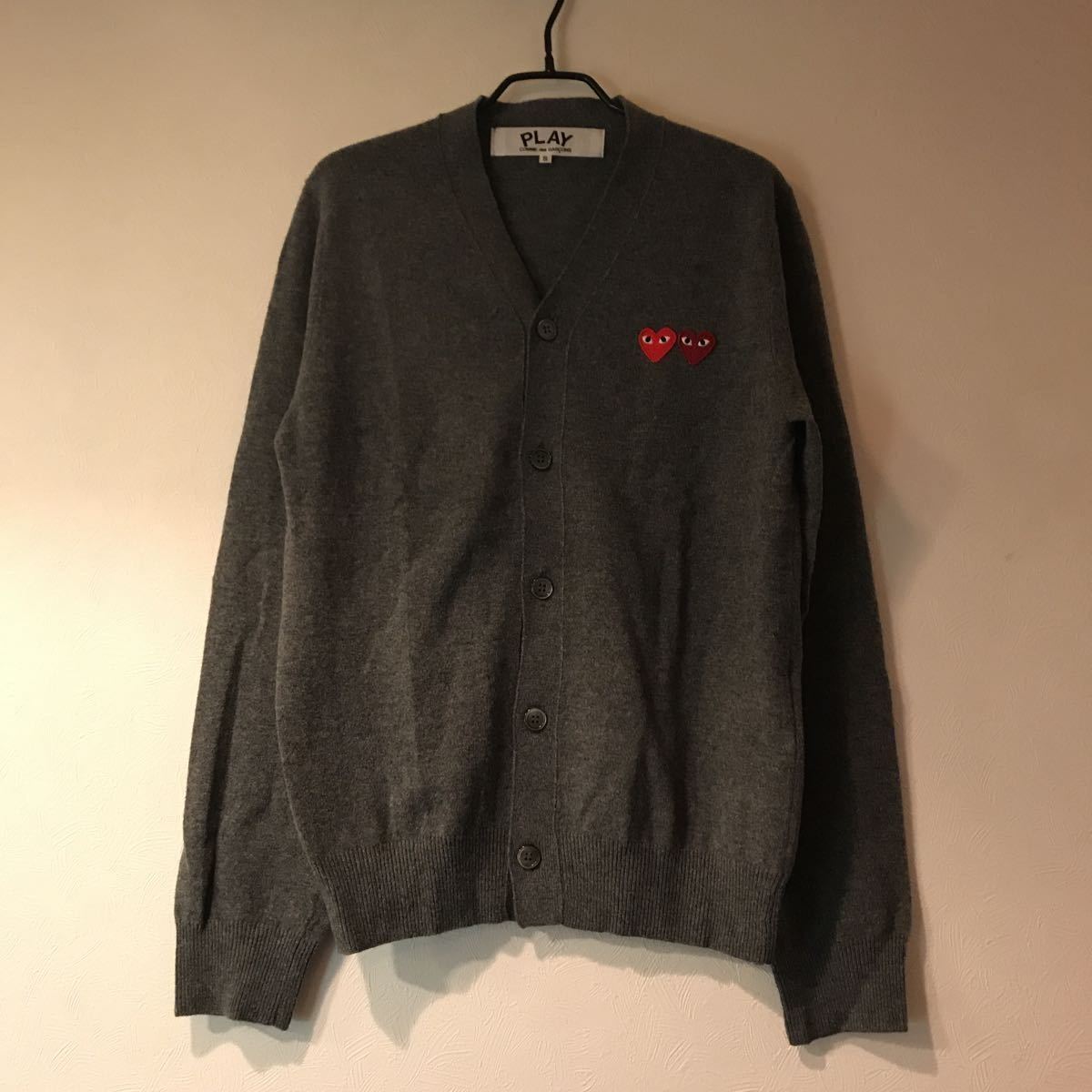 美品　送料無料　コムデギャルソン COMME des GARCONS ニットカーディガン play チャコールグレー