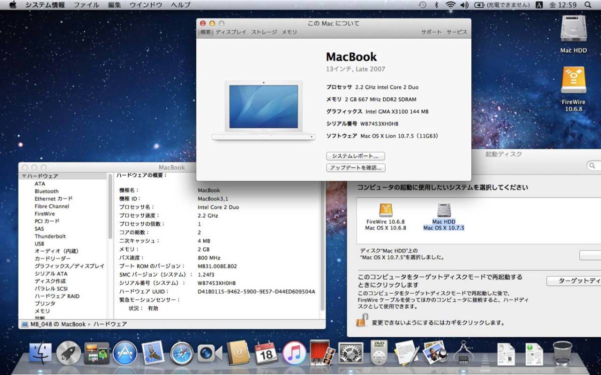 Apple MacBook 2.2GHz Core 2 Duo〈13.3_Late2007_MB062J/A〉MacBook3