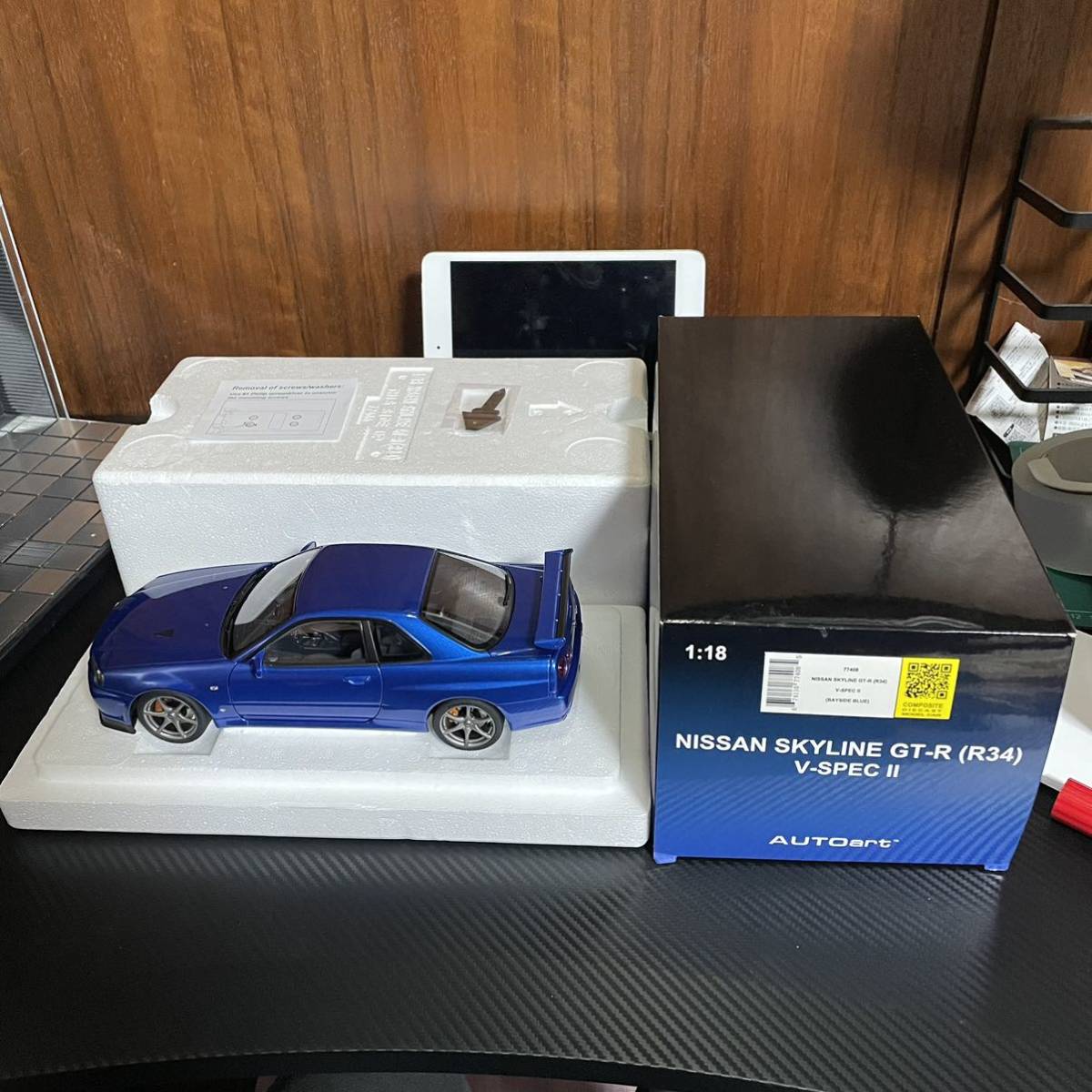  не выставленный товар Auto Art 1/18 Ниссан Skyline GT-R R34 V спецификация II Bay боковой голубой 