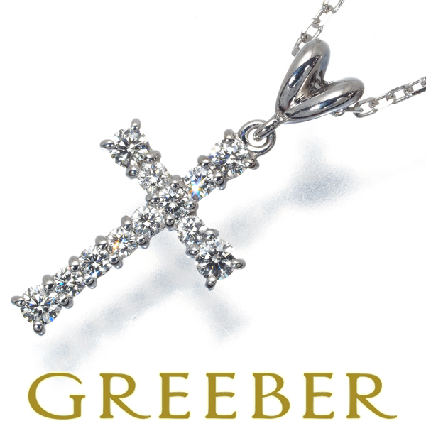 ミキモト ダイヤ ネックレス ダイヤモンド 0.36ct クロス K18WG BLJ