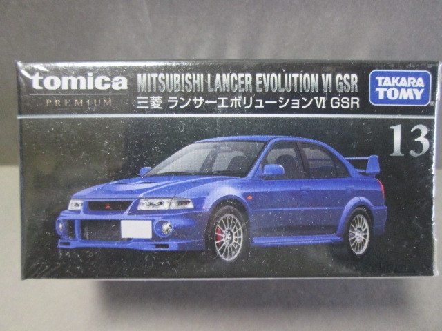 トミカプレミアム 13 三菱 ランサーエボリューションⅥ GSR (GF-CP9A) MITSUBISHI LANCER Evolution 2022年7月新製品_パッケージは未開封です。