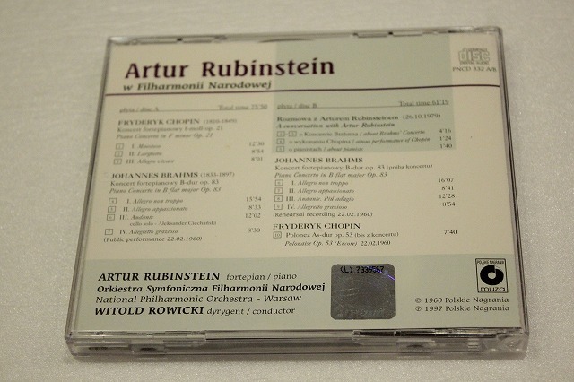 G106【即決・送料無料】Arthur Rubinstein (アルトゥール・ルービンシュタイン) ワルシャワ・フィルハーモニー管弦楽団 LIVE RECORDING CDの画像4