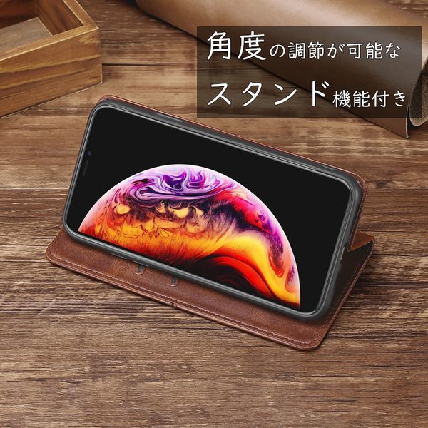 iPhone13Pro 用 スマホケース 新品 ケース 手帳型 レザー 耐衝撃 アイフォン イレブン カード収納 携帯ケース ブラウン_画像3