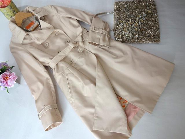  unused * Sooner u-naSunauna* floral print liner attaching trench coat * size 36* pink beige color * spring coat * small floral print 