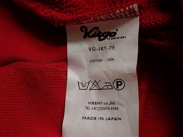 熱販売 Virgo スウェットライダース・2△ヴァルゴ/日本製/@A1/23*2*4
