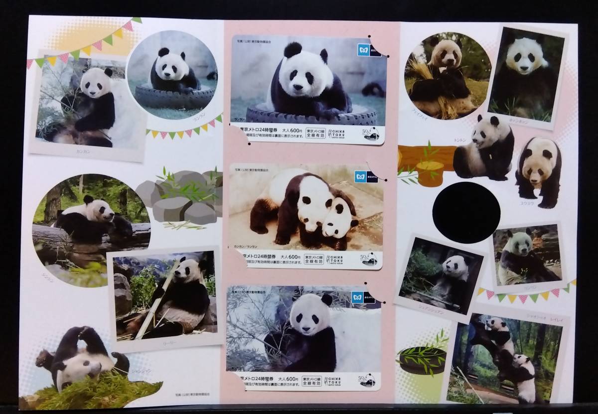 東京メトロ 24時間券 ジャイアントパンダ来園 50周年記念 3枚セット 限定 カード コレクション 上野動物園 ランラン カンカン の画像1