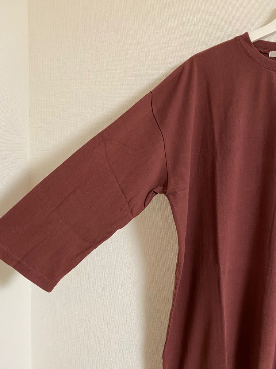 レイカズン Tシャツワンピ 七分袖 えんじ色 大きいサイズ 新品 ポケットTシャツ