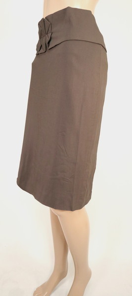 ＊訳あり新品 パオラ フラーニ PAOLA FRANI イタリア製 ペンシル スカート ベルト付き 膝丈 サイズ42(L～XL)(W77)ダークブラウン LSK1048_画像3