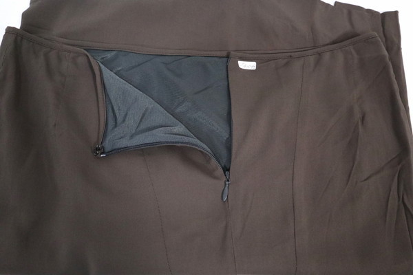 ＊訳あり新品 パオラ フラーニ PAOLA FRANI イタリア製 ペンシル スカート ベルト付き 膝丈 サイズ42(L～XL)(W77)ダークブラウン LSK1048_画像8