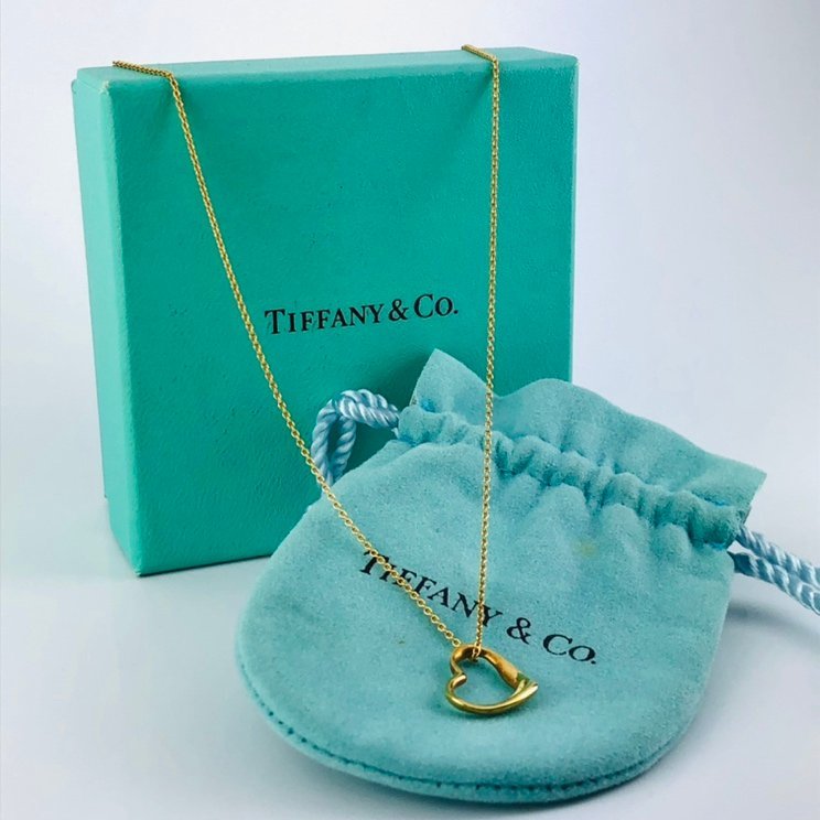 77】 TIFFANY &Co. ティファニー オープンハート AU750 ネックレス K18
