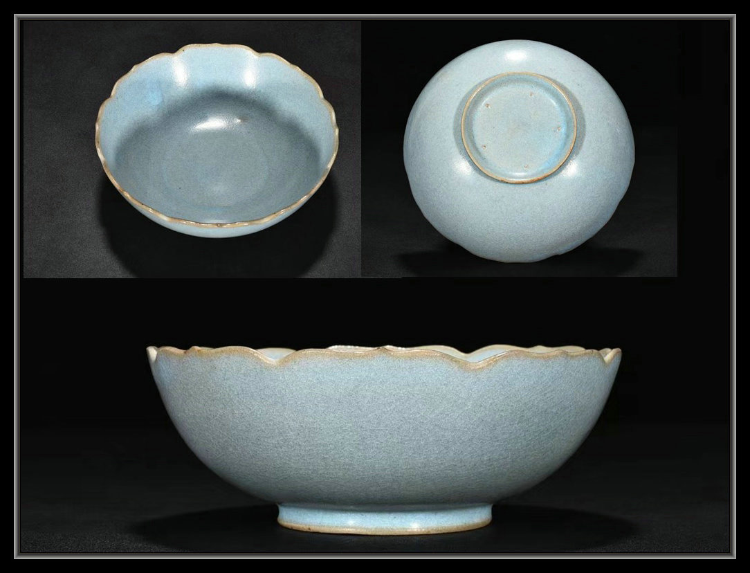 多寶屋】BU351□迫力珍品!宋時代鈞汝天藍釉茶碗□高さ5.5cm直径15.5
