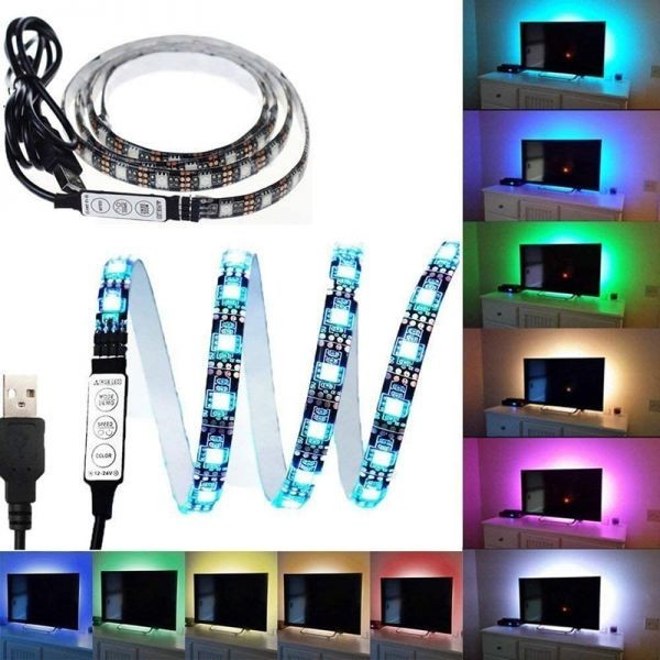 LEDテープライト RGB コントローラ付 5V 200CM 5050SMD 120連 切断可 TVバックライト LEDテープ DD39_画像1