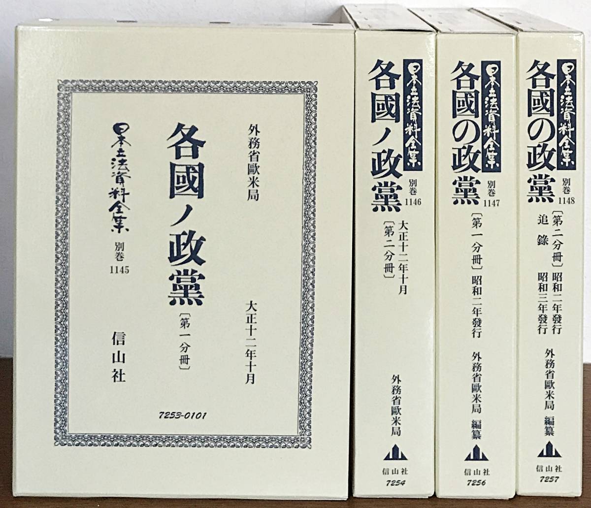 芸能人愛用 大正12年・昭和2年版 各國ノ政黨 全4冊(第1分冊,第2分冊