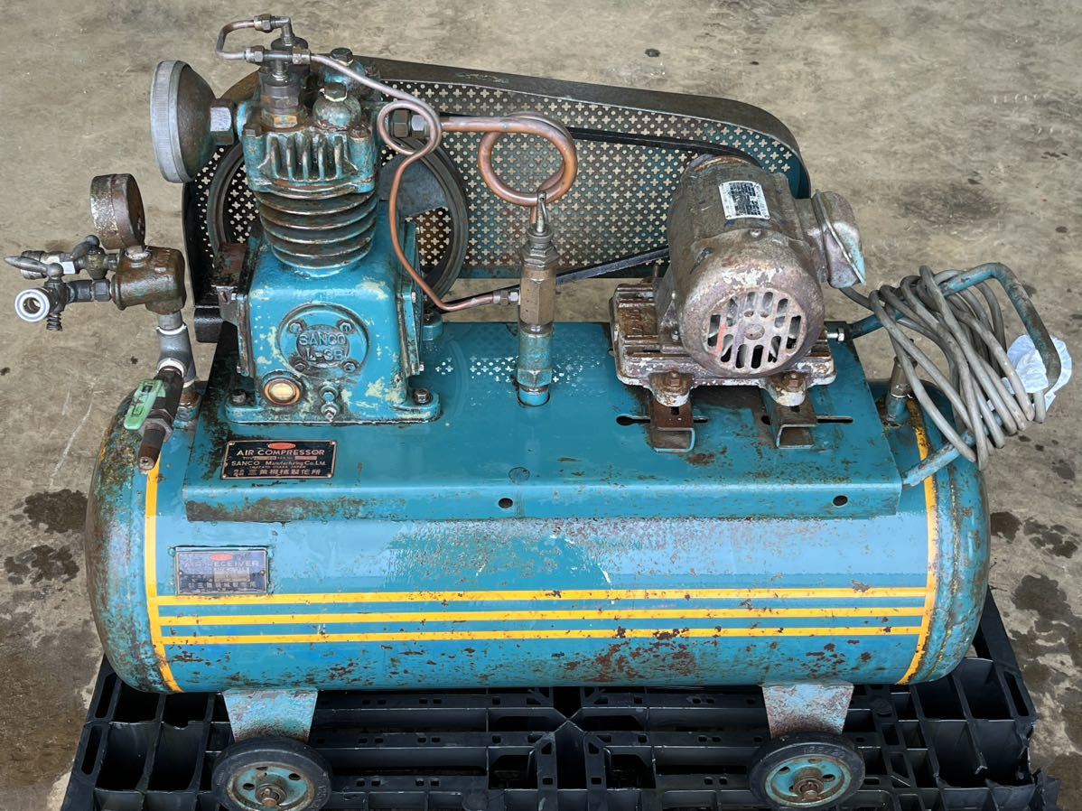 NO.51-1133(新潟)三黄機械 SANCO エアーコンプレッサー AIR COMPRESSOR L-3B 1966年製