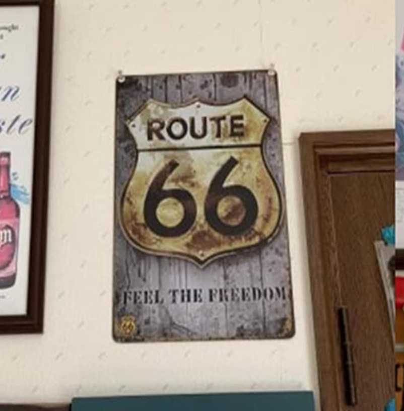 【アメリカヴィンテージ風】Route66 ブリキ看板 ヴィンテージ レトロ アンティーク 海外 雑貨 金属 メタル プレート