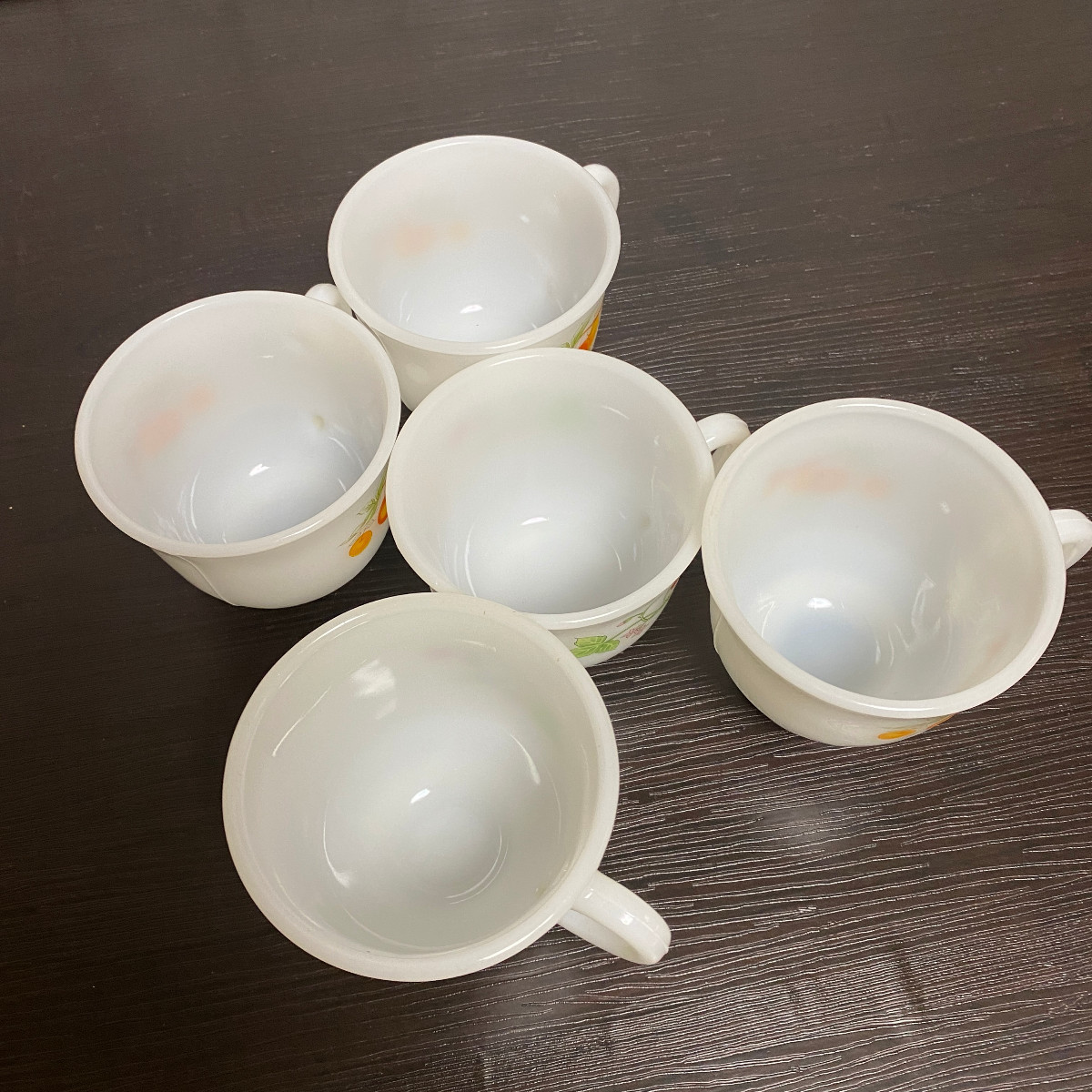 ミルクガラス カップ 5個セット フルーツ柄 2サイズ コーヒーカップ 食器 昭和レトロ_画像5