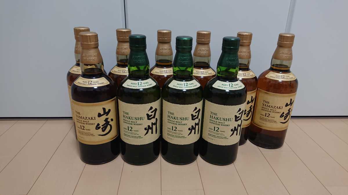 SUNTORY サントリーシングルモルトウイスキー 山崎 12年 7本 白州 12年
