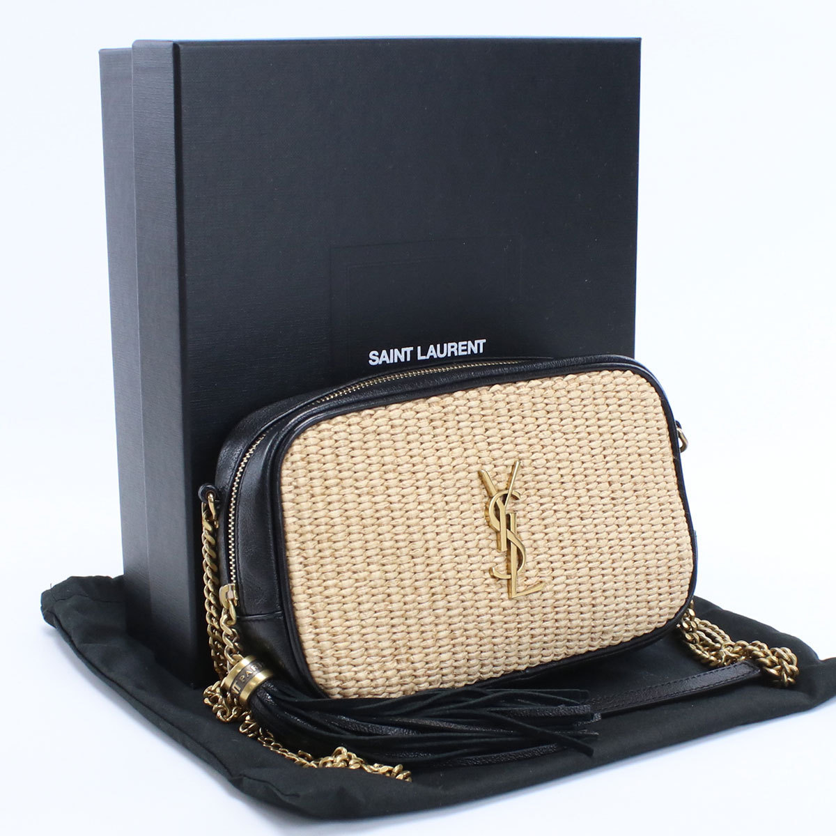 ブランド Saint Laurent - サンローラン ラフィアショルダーバックの