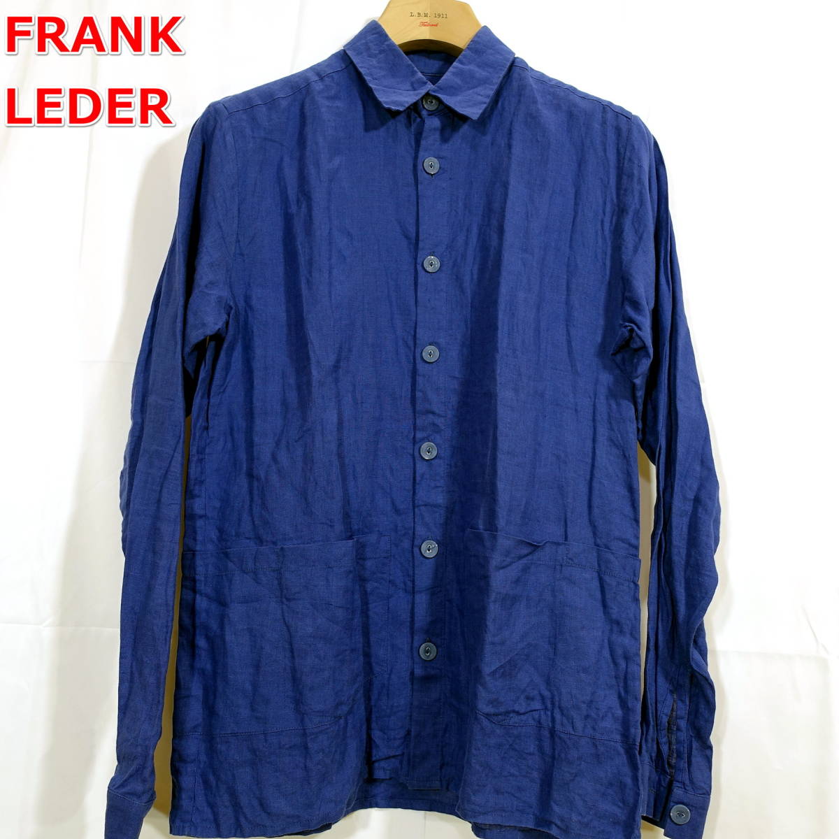【良品】フランクリーダー　春夏　リネン地ボックス型シャツ　FRANK LEDER　サイズＸＳ　インディゴ