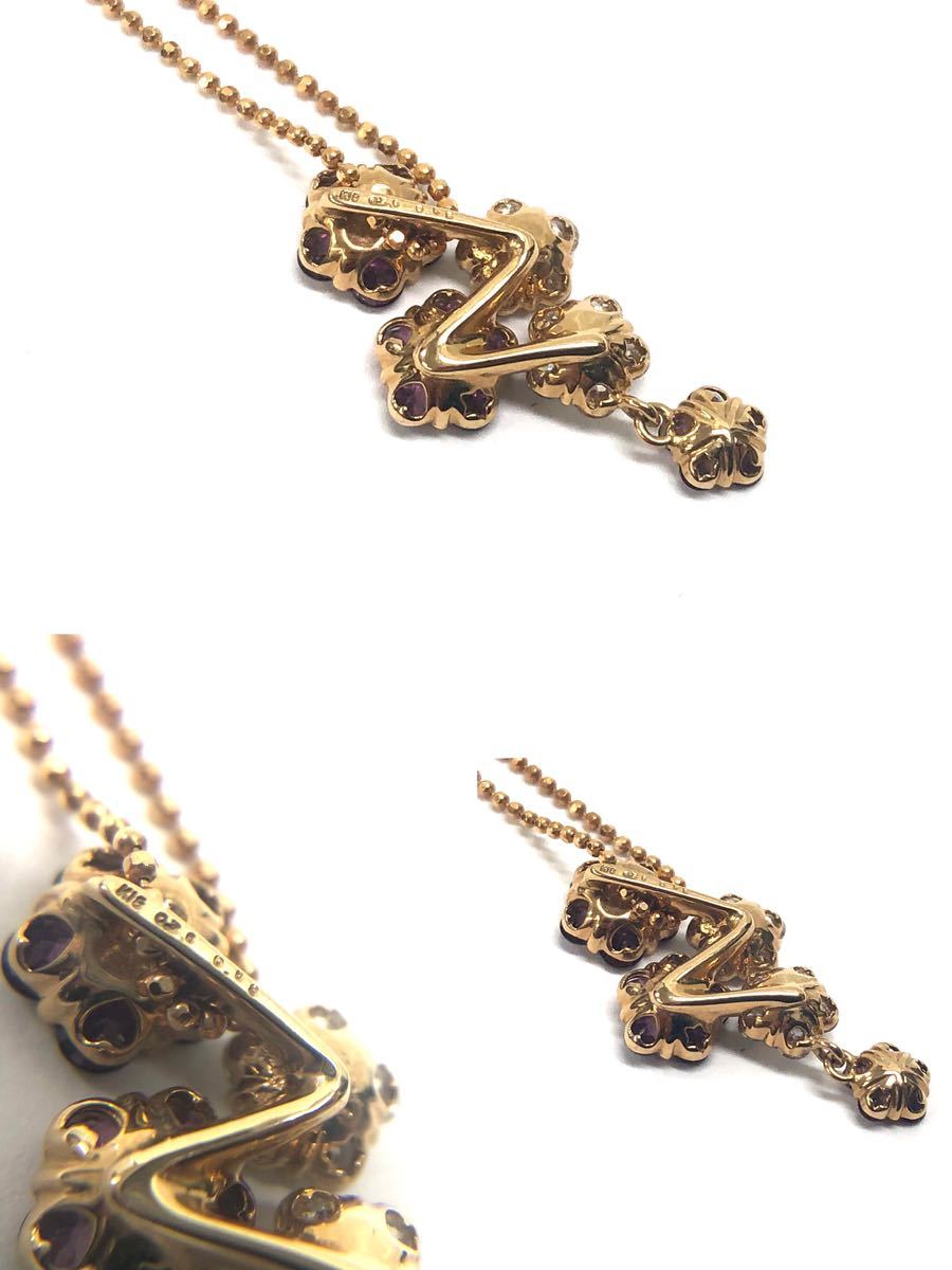 天然ガーネット ダイヤモンド ネックレス FC2309 K18 18金 0.36ct 0.68