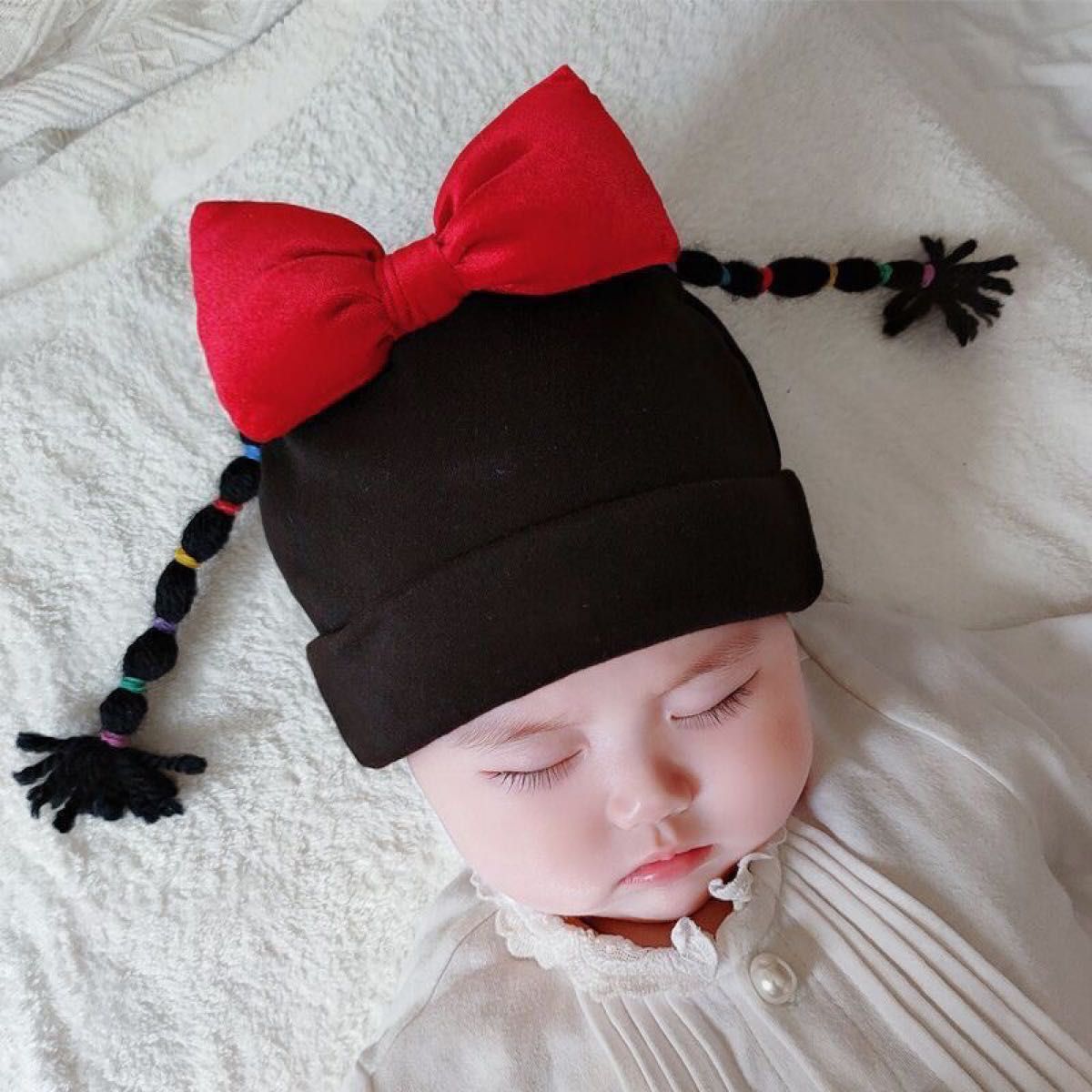 赤ちゃんの帽子 超かわいい赤ちゃんのかつらの帽子 新生児帽子 ベビー帽子 ニット帽