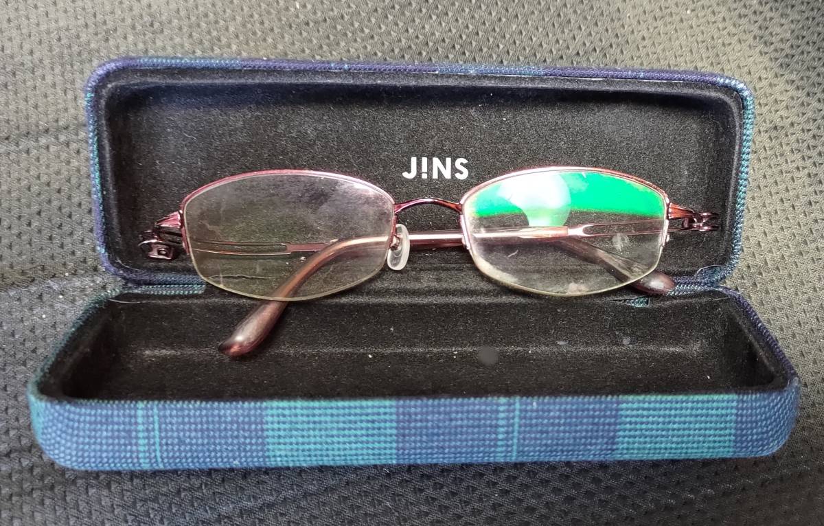 JiNS 眼鏡 度付き メガネ 老眼鏡 赤