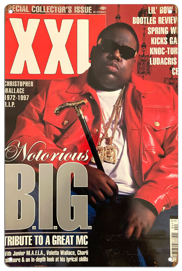 ブリキ看板【The Notorious B.I.G./ノトーリアス・B.I.G.】セレブ/ヒップホップ/音楽/ポスター/マガジン風/雑誌/インテリア/サビ風-1_画像1