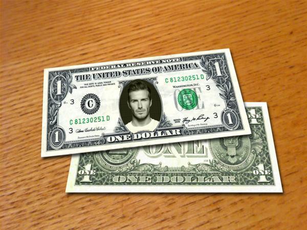 人気David Beckham/デビッド・ベッカム/本物米国公認1ドル紙幣-2_画像1
