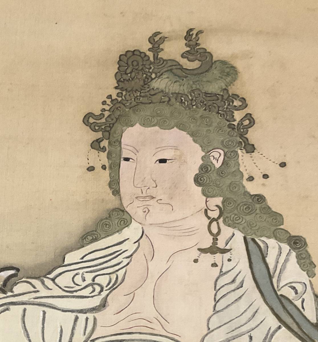模写】☆渡辺崋山 ☆仏画☆絹本 大幅 肉筆 江戸時代の武士/画家 掛軸 模写】☆渡辺崋山 ☆仏画☆絹本 大幅 肉筆 江戸時代の武士/画家 掛軸