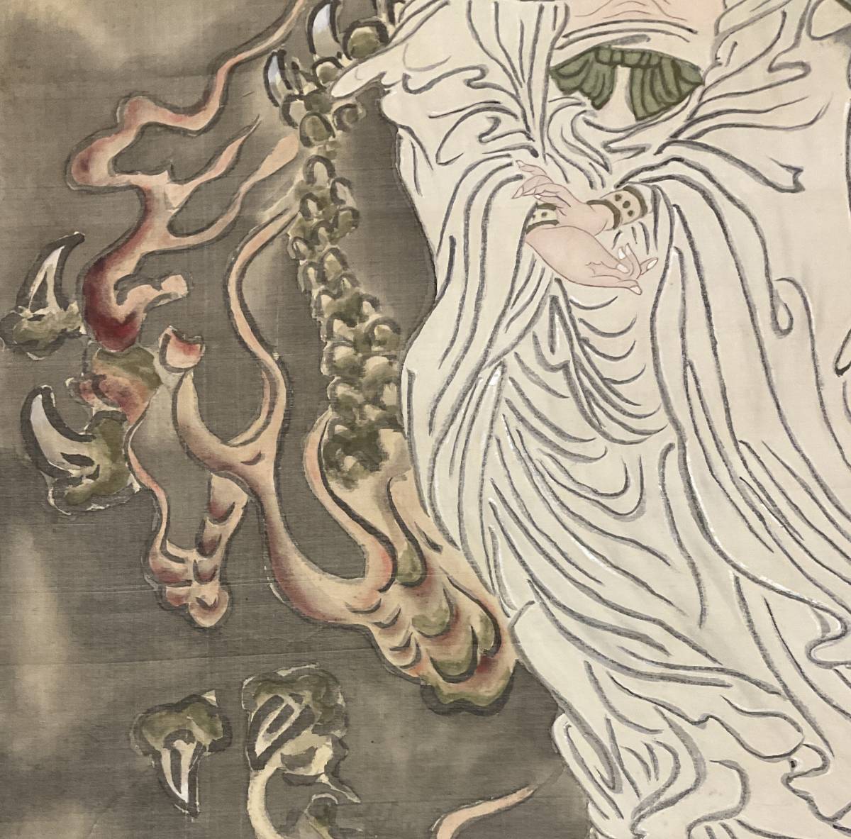 模写】☆渡辺崋山 ☆仏画☆絹本 大幅 肉筆 江戸時代の武士/画家 掛軸 模写】☆渡辺崋山 ☆仏画☆絹本 大幅 肉筆 江戸時代の武士/画家 掛軸