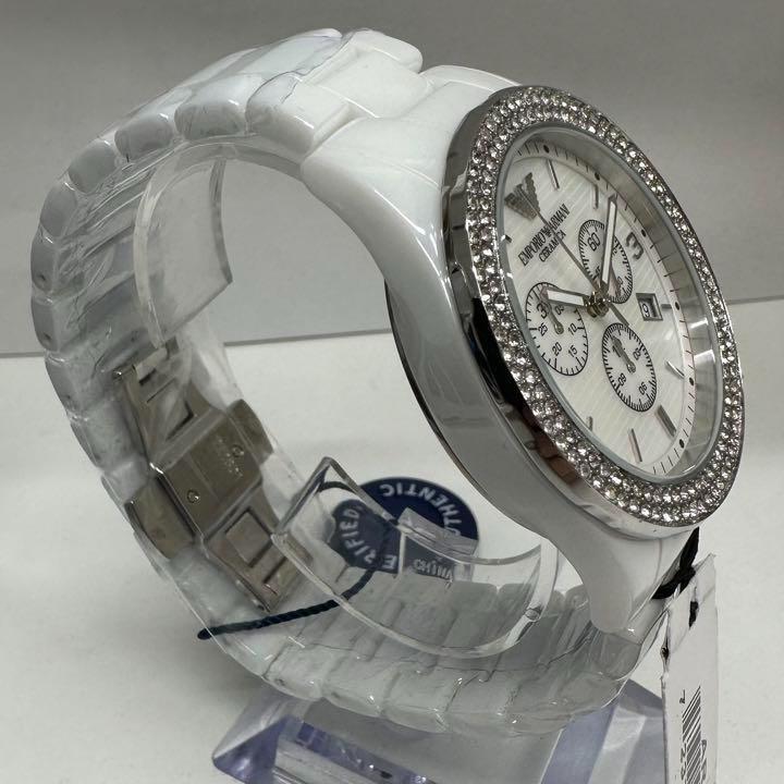新品】エンポリオアルマーニ 腕時計 男性メンズ クロノグラフ ホワイト 