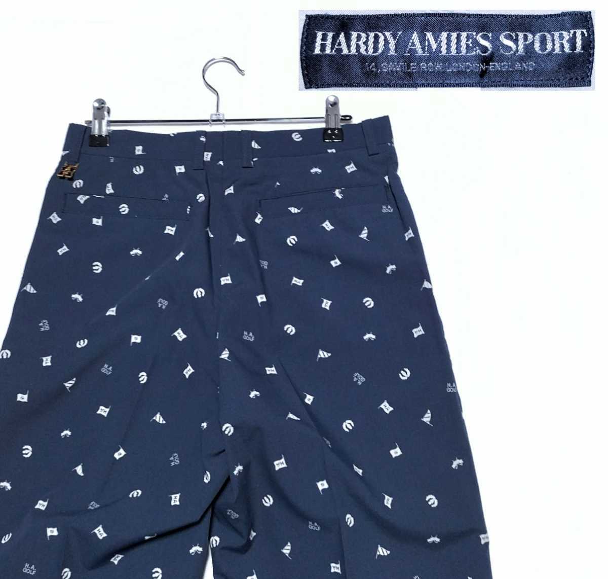 『ゴルフロゴ★』W73 美品 HARDY AMIES SPORT スラックス/ロングパンツ ネイビー ハーディエイミス (141)_画像1