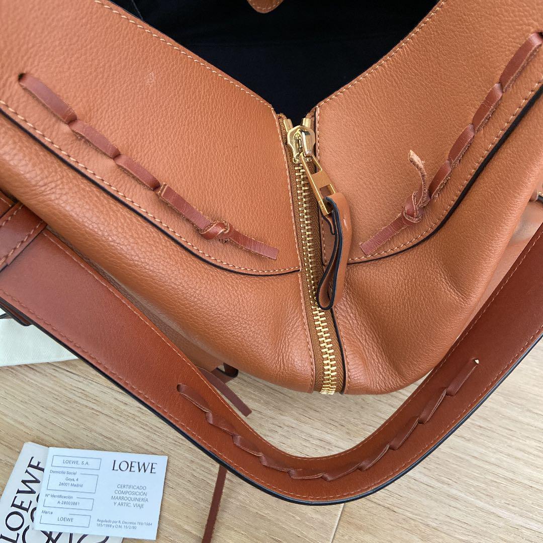 送料無料 LOEWE ロエベ レースコレクション ハンモック ミディアム ハンドバッグ ショルダー タン レースアップ 限定品