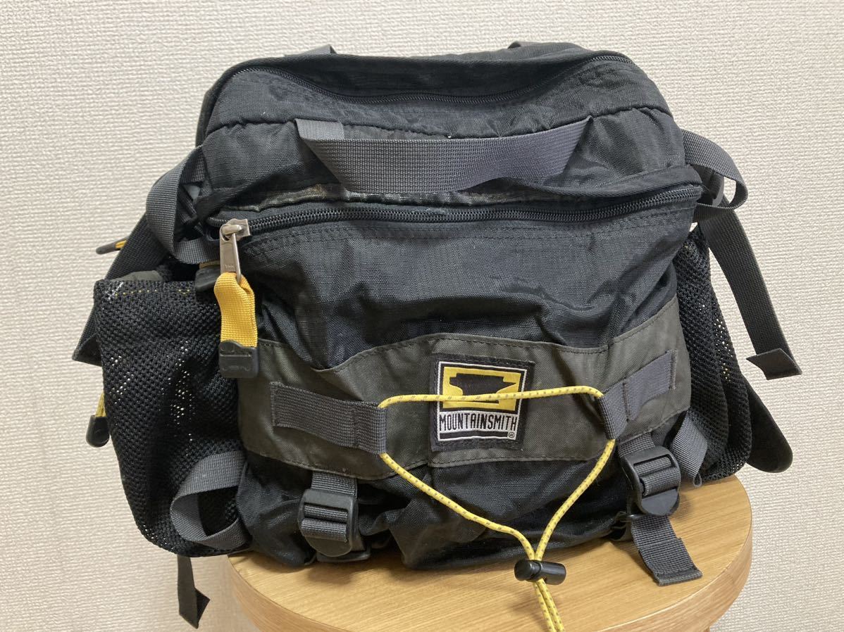 通販 MOUNTAINSMITH ボディバッグ 黒×黄 ウエストバッグ マウンテン