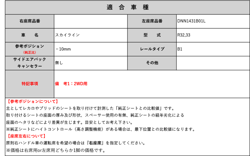 [ Sparco bottom cease type ]R32,33 Skyline _2WD( passenger's seat _ left seat ) for seat rail (1 position )[N SPORT made ]