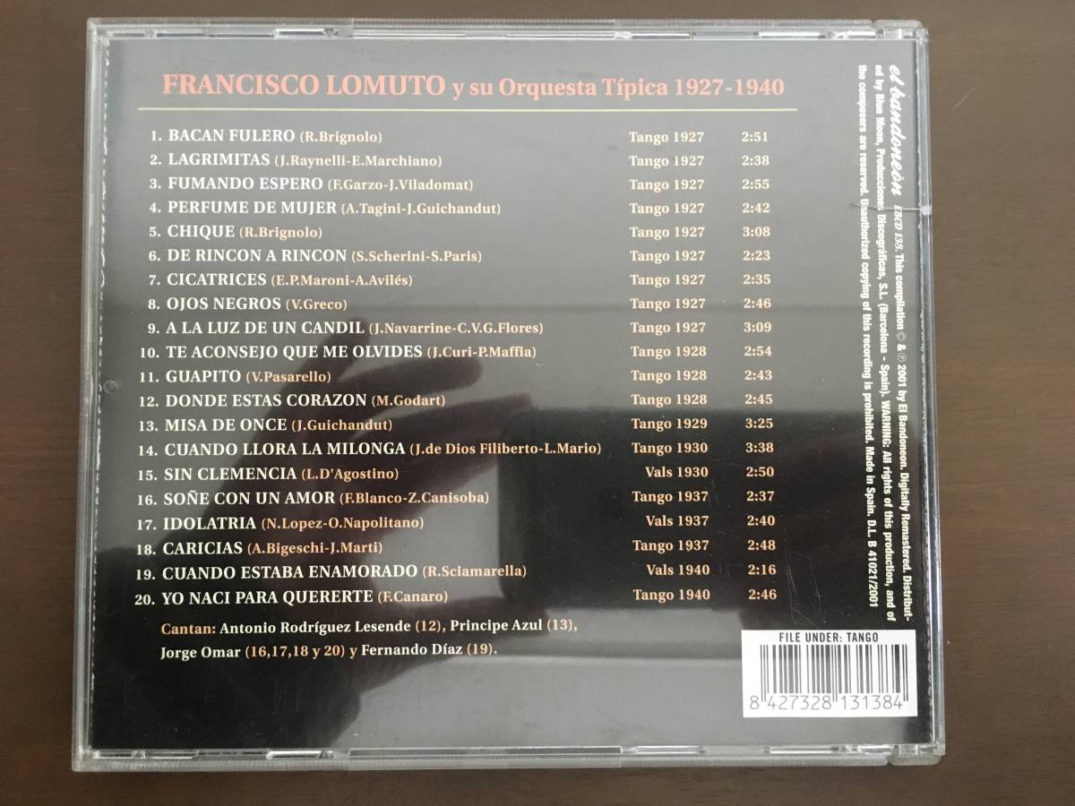 CD/FRANCISCO LOMUTO　y su Orquesta Tipica/【J21】 /中古_画像2