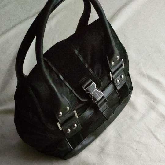 [ прекрасный товар ] DKNY * Donna Karan New York сумка NY стандартный магазин покупка большая сумка сумка "Boston bag" замша нейлон чёрный черный America 