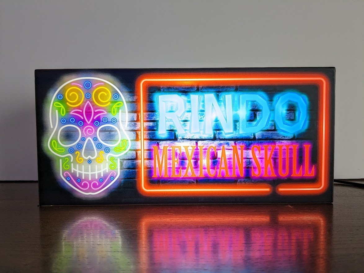 カラベラ メキシコ カフェ メキシカンスカル ガイコツ ドクロ ミニチュア サイン 看板 置物 雑貨 MEXICAN SKULL LED ライトBOX 電飾看板_画像2