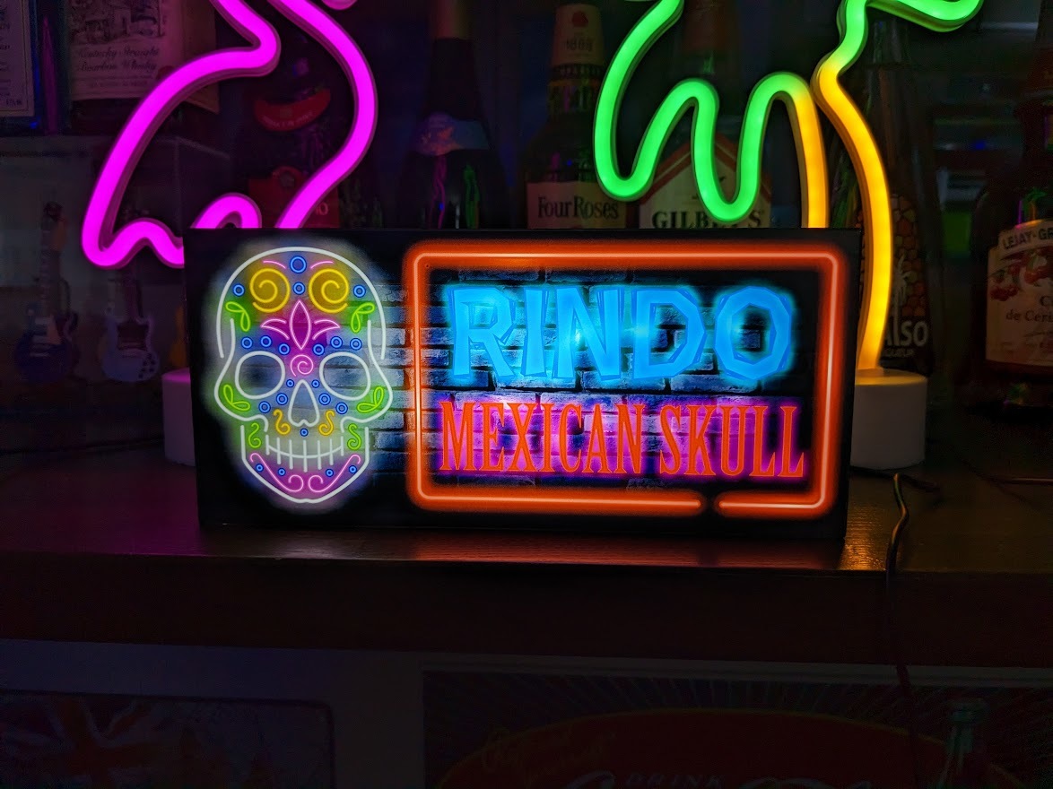 カラベラ メキシコ カフェ メキシカンスカル ガイコツ ドクロ ミニチュア サイン 看板 置物 雑貨 MEXICAN SKULL LED ライトBOX 電飾看板_画像7