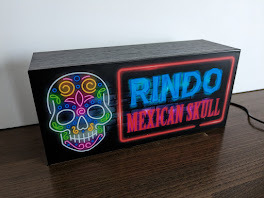 カラベラ メキシコ カフェ メキシカンスカル ガイコツ ドクロ ミニチュア サイン 看板 置物 雑貨 MEXICAN SKULL LED ライトBOX 電飾看板_画像5