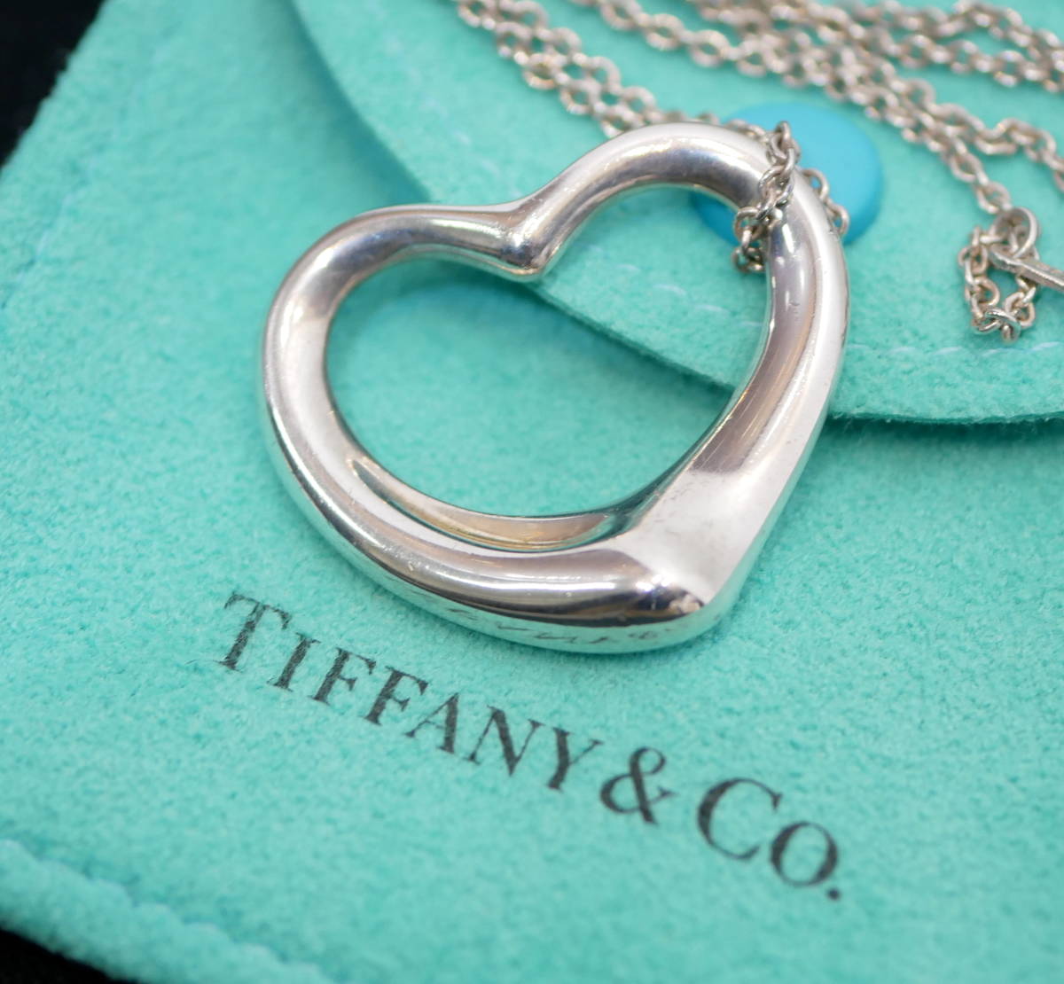 ▲(R501-A155) TIFFANY&Co. ティファニー★エルサペレッティ オープンハートネックレス　希少ミディアムラージ　SV925